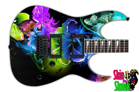  Guitar Skin Abstractthree Flowers 