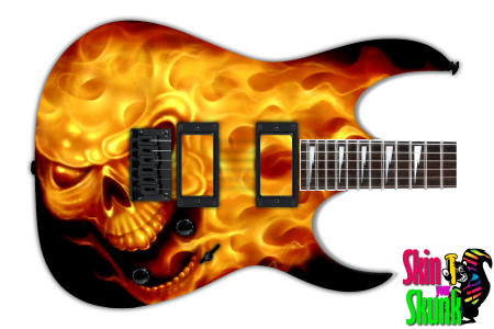  Guitar Skin Skull Fire 